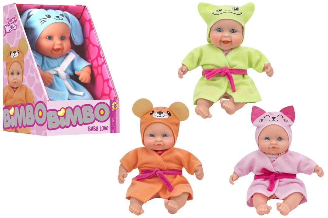 Bimbo - Baby Love baba állatkás fürdőköpenyben - 21 cm