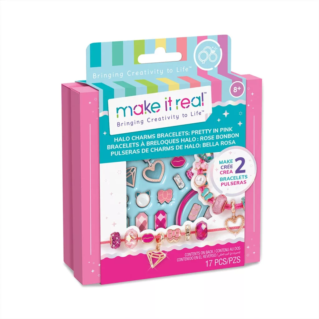 Make It Real - Ékszerkészítés, Halo charm karkötők csini pinkben